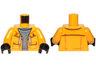 Torso Sand Blue Turtleneck Sweater and Raincoat with White Laces Pattern / Bright Light Orange Arms / Black Hands