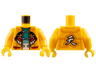 Torso Jacket with Monkie Kid Logo, Dark Turquoise and White Shirt, Chinese Logogram '天' (Sky) Pattern / Bright Light Orange Arms / Yellow Hands