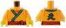 Torso Robe with Dark Turquoise Trim, Red Sash, and Chinese Logogram '天' (Heavens) on Back Pattern / Bright Light Orange Arms / Yellow Hands
