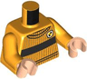 Torso Quidditch Jumper Ribbed with Black Stripes and Hufflepuff Crest Pattern / Bright Light Orange Arms / Light Nougat Hands