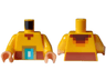 Torso Pixelated Shirt with Reddish Brown Belt with Gold, Dark Turquoise, Medium Azure and White Buckle Pattern / Bright Light Orange Arms / Nougat Hands