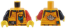 Torso Scuba Suit with Dark Turquoise Collar, Pocket, and Strap, Silver and Red Trim, Cloud Emblem on Back Pattern / Red Arm Left / Black Arm Right / Yellow Hands
