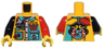 Torso Shirt with Collar, Buttons, Pockets, Red Glasses, Zipper, and Monkie Kid Logo with Number 5 Pattern / Red Arm Left / Black Arm Right / Yellow Hands