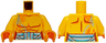 Torso Bare Chest, Reddish Brown Muscles and Stomach Outline, Dark Azure and Metallic Light Blue Belt Pattern / Bright Light Orange Arms / Orange Hands