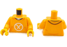 Torso Hoodie with Orange Kangaroo Pocket, White Shirt and Ninjago Logogram Letter A Pattern (BAM) / Bright Light Orange Arms / Yellow Hands