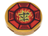 Tile, Round 2 x 2 with Bottom Stud Holder with Airjitzu Fire Symbol in Red Octagon Pattern