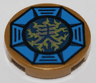 Tile, Round 2 x 2 with Bottom Stud Holder with Airjitzu Lightning Symbol in Blue Octagon Pattern