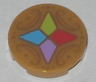 Tile, Round 2 x 2 with Bottom Stud Holder with 4 Crystals Pattern