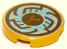 Tile, Round 2 x 2 with Bottom Stud Holder with Rune Designs and Blue Pixels Pattern