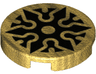 Tile, Round 2 x 2 with Bottom Stud Holder with Black Shuriken Throwing Star Pattern