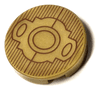 Tile, Round 2 x 2 with Bottom Stud Holder with Reddish Brown Lines, Circles, and Ovals Pattern (Batman Belt Buckle)