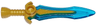 Minifigure, Weapon Sword with Stud with Molded Trans-Dark Blue Blade Pattern