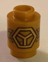 Brick, Round 1 x 1 with Gold Subdivided Hexagon and Wings Pattern (DC Energy Infuser)