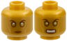 Minifigure, Head Dual Sided Alien with Gold Eyes and Cheek Contours, Neutral / Angry Pattern