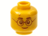 Minifigure, Head Copper Lightning Scar, Reddish Brown Eyebrows, Eyes, Glasses and Grin Pattern