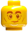 Minifigure, Head Reddish Brown Bushy Eyebrows and Eyes, Copper Cheek Lines, Chin Dimple and Wrinkles, Slight Lopsided Grin Pattern