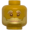 Minifigure, Head Gold and Copper Bushy Eyebrows, Beard, and Moustache, Reddish Brown Eyes Pattern (BAM)
