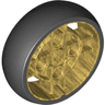 Wheel 43 x 14 Technic with Axle Hole and 4 Pin Holes with Molded Black Hard Rubber Tire Pattern