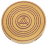 Tile, Round 3 x 3 with Reddish Brown Concentric Circles and Gear Pattern