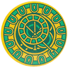 Tile, Round 3 x 3 with Clock Face with Green and Dark Green Rings Pattern