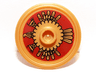 Minifigure, Shield Circular / Round Rimmed Face with Stud with Dark Red and Gold Aztec Pattern