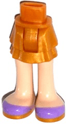 Mini Doll Hips and Skirt Layered, Light Nougat Legs and Medium Lavender Shoes Pattern - Thick Hinge