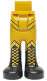 Mini Doll Hips and Trousers with Back Pockets with Molded Black Boots and Printed Gold Stripes and Laces Pattern - Thick Hinge