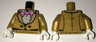 Torso Jacket with White Speckles over Ruffled Shirt, Pink Bat Bow Tie, Two Black Buttons Pattern / Pearl Gold Arms with Speckles Pattern / White Hands