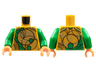 Torso Armor, Green and Gold Circles, Black Curves Pattern / Green Arms / Nougat Hands