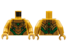 Torso Plate Armor, Green Scales, Dark Orange Trim Pattern / Pearl Gold Arms / Pearl Gold Hands