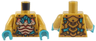 Torso Armor, Dark Turquoise Tie and Straps, Red and Tan Scales Pattern / Pearl Gold Arms / Dark Turquoise Hands
