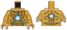Torso, Armor with Gold and Black Trim and Medium Azure and White Circuitry Pattern / Pearl Gold Arms / Pearl Gold Hands