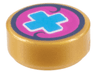 Tile, Round 1 x 1 with Dark Azure Cross on Magenta Background Pattern