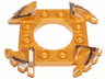 Ring 4 x 4 with 2 x 2 Hole and 4 Serrated Ends with Black and Silver Pattern (Ninjago Spinner Crown)