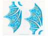 Plastic Wing Dragon with White Spines, Dark Azure and Gold Scrollwork and White Sparkles Pattern, Sheet of 2