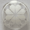 Plate, Round 2 x 2 with Rounded Bottom (Boat Stud) with 8 White Petals and Ring Outline Pattern