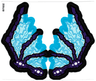 Plastic Wings with Dark Purple Bony Spines and Light Aqua Electric Veins Pattern, Sheet of 2