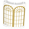 Cylinder Quarter 4 x 4 x 6 with 2 Arched Windows with Gold Frame, Lattice and Sparkles Pattern