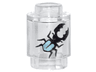 Brick, Round 1 x 1 with Black and Metallic Light Blue Stag Beetle Pattern