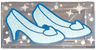 Tile 1 x 2 with Metallic Light Blue Glass Slippers and Silver Sparkles and Dots Pattern