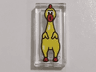 Tile 1 x 2 with Yellow and Red Rubber Chicken Pattern