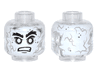 Minifigure, Head Alien with PotC White Face with Gray Cracks and Spots, Bushy Black Eyebrows, White Eyes, Bared Teeth Pattern