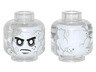 Minifigure, Head Alien with PotC White Face with Gray Cracks and Spots, Thin Black Eyebrows, White Eyes, Thin Frown Pattern