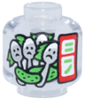Minifigure, Head without Face with Red and White Label, Bright Green Pickles and Silver Spoons with Frowning Faces Pattern (Lilo & Stitch Pickle Jar)