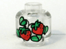 Minifigure, Head without Face with Red Strawberries with Green Leaves Pattern