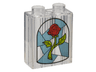 Duplo, Brick 1 x 2 x 2 with Metallic Light Blue Shapes and Red and Lime Rose Pattern