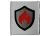 Glass for Window 1 x 6 x 6 Flat Front with Black and Silver Fire Logo Badge with Red Flames Pattern