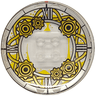 Dish 6 x 6 Inverted (Radar) - Solid Studs with Clock Face with Silver Roman Numerals, Gold Curved Lines and Gears Pattern