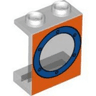 Panel 1 x 2 x 2 - Hollow Studs with Blue Porthole on Orange Background Pattern