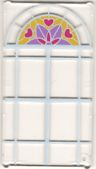 Glass for Window 1 x 4 x 6 with White Lattice, Magenta Hearts and Medium Lavender and Magenta Stylized Flower Pattern